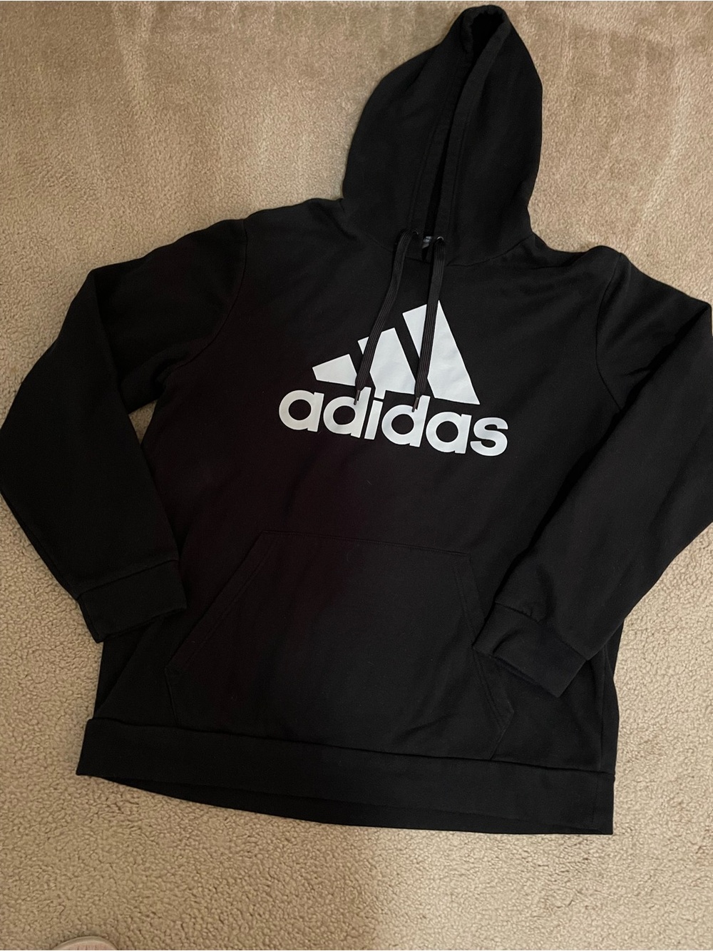 adidas Black Hoodie with White Trefoil Logo